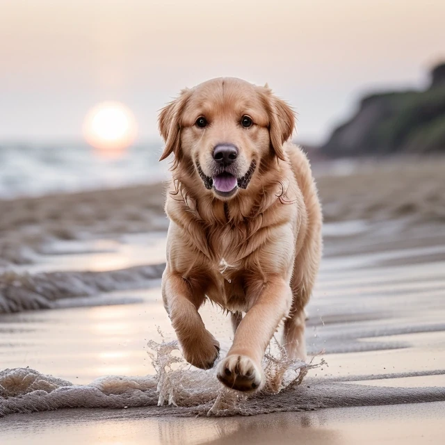 海边奔跑的狗